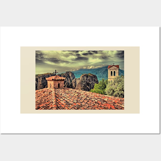 Greece. Meteora. The roofs of The Holy Monastery of Varlaam. Wall Art by vadim19